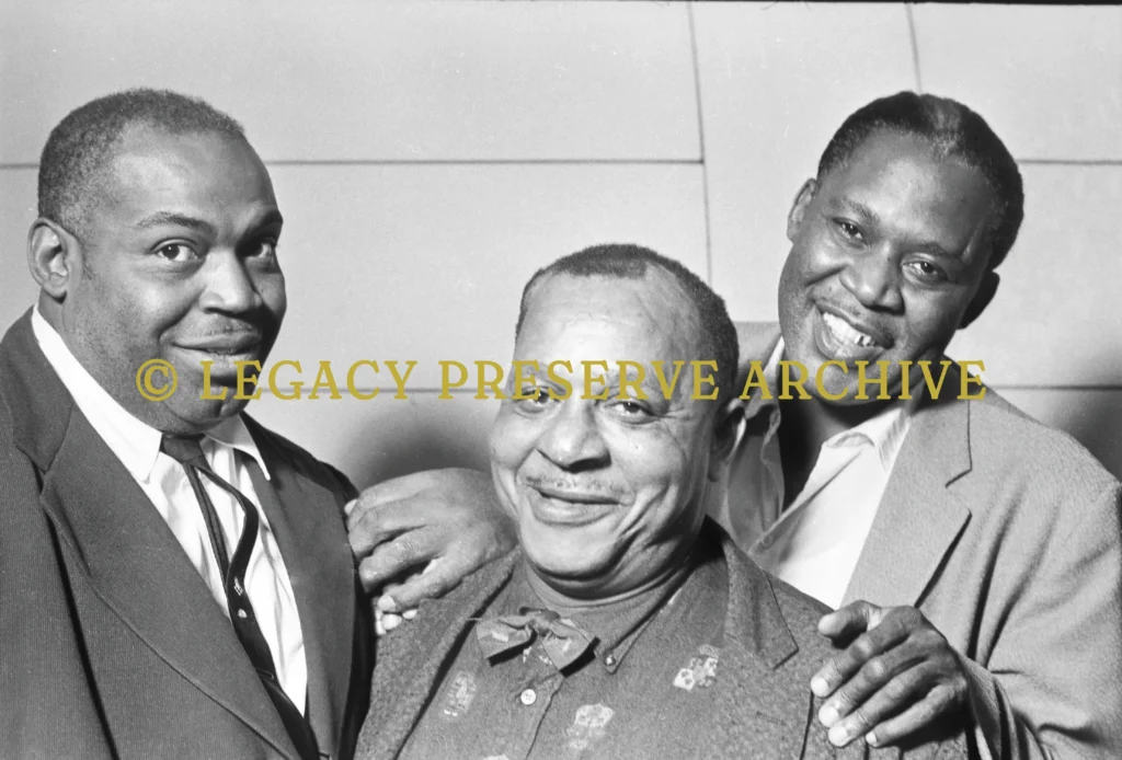 Blues musicians Willie Dixon Big Joe Williams and Memphis Slim at Folkways Records NYC 1961 photographed by David Gahr 35mm film