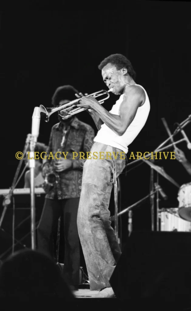 Miles Davis performing at Tanglewood Massachusetts 1970 US Postal Stamp photo shoot by David Gahr 35mm film